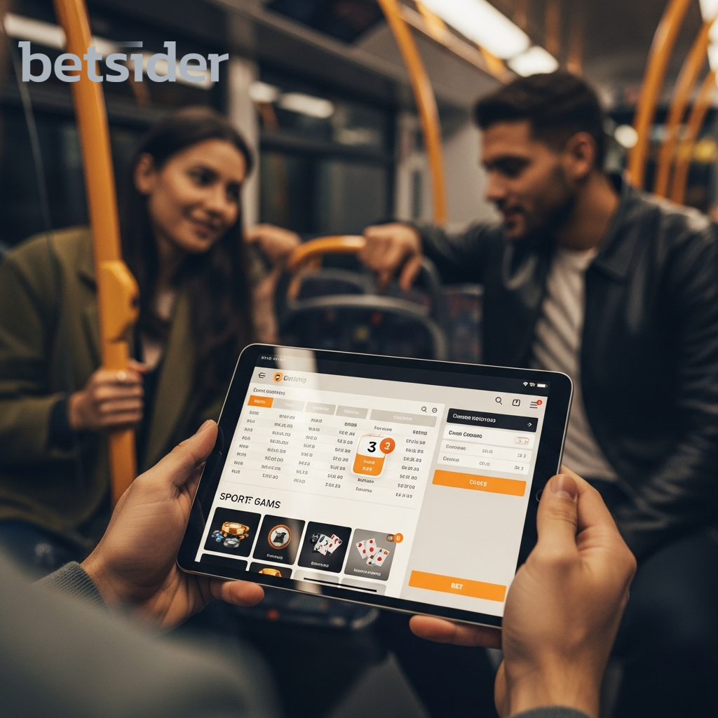 Pessoa a usar a Betsider no telemóvel num transporte público